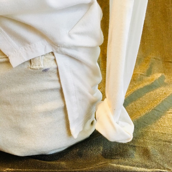 MANOUKIAN sheer soft white beige neutral hi lo top - Picture 5 of 8